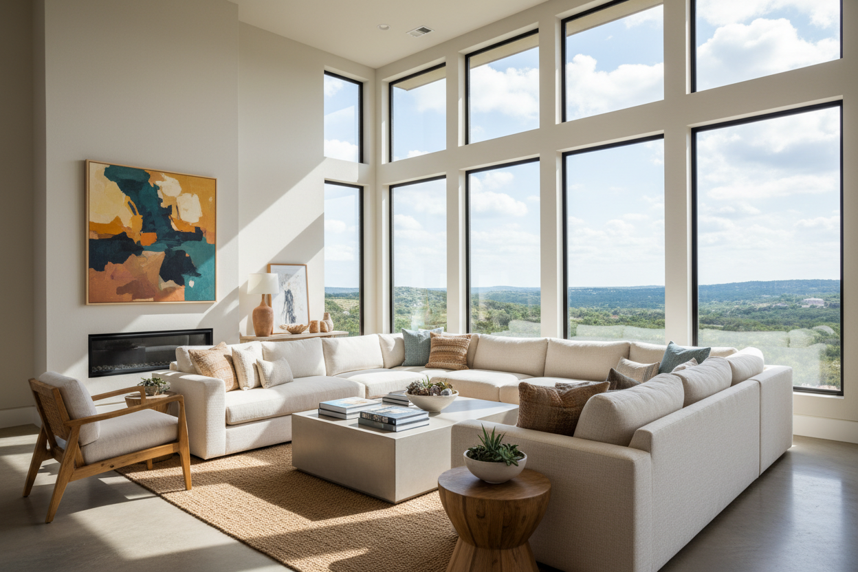 Sectional Couch in a well lite family room in bee cave tx